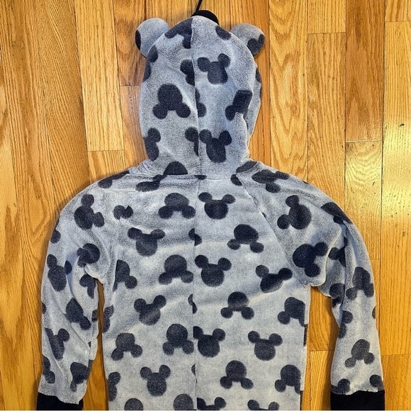 Disney Women's Mickey Mouse Hooded One Piece Zip Up Fleece Pajamas Blue M - Picture 5 of 7